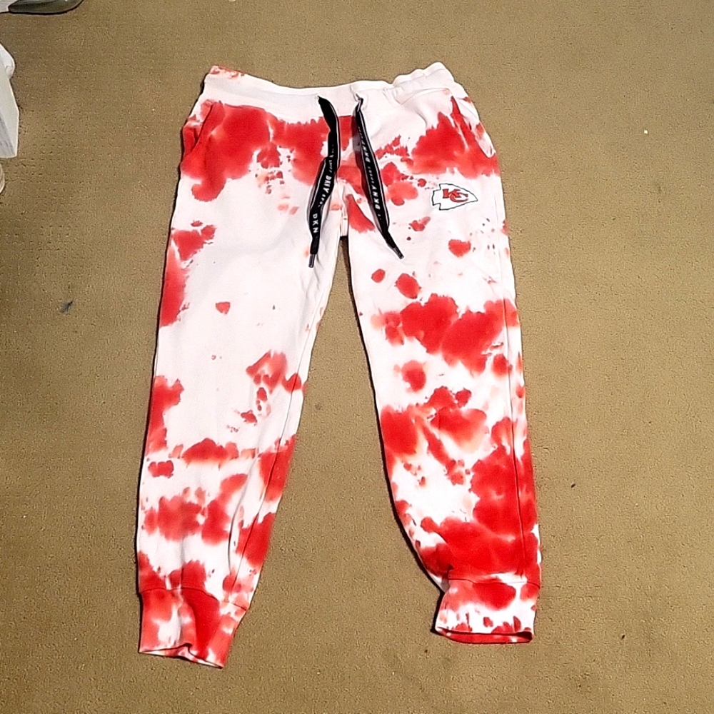 Women's DKNY Sport White/Red Kansas City Chiefs Melody Tie-Dye Jogger Pants